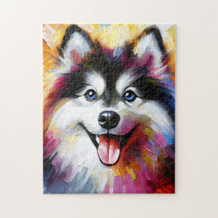 Pomsky Hundeporträt Acryl-Kunst Druck Hunde Liebha Puzzle