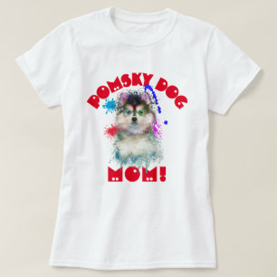 Pomsky Mama Hund Lover Beste Hunde Mama je T-Shirt