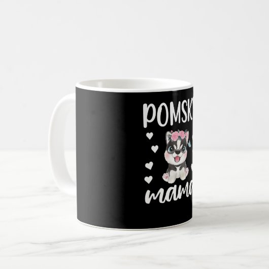 Pomsky Mama Hund Lover Pomsky Eigentümer Pomsky Ma Kaffeetasse (Vorderseite Links)