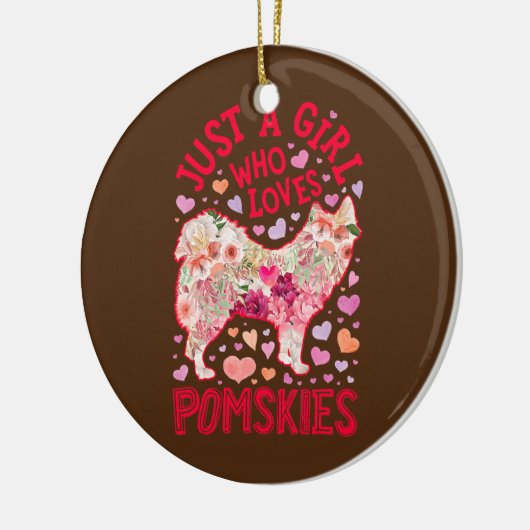 Pomsky nur ein Mädchen, das Lieben Pomskies Hund B Keramik Ornament (Links)