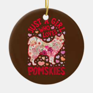Pomsky nur ein Mädchen, das Lieben Pomskies Hund  Keramik Ornament