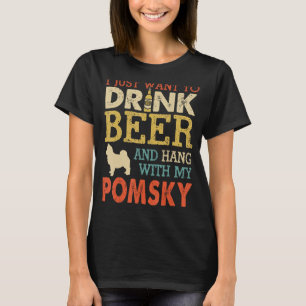 Pomsky Vater Drink Bier Hang mit Hund Funny Men Vi T-Shirt