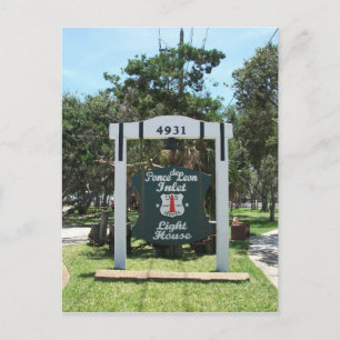 Ponce de Leon Inlet Light Eintritt Zeichen, Florid Postkarte