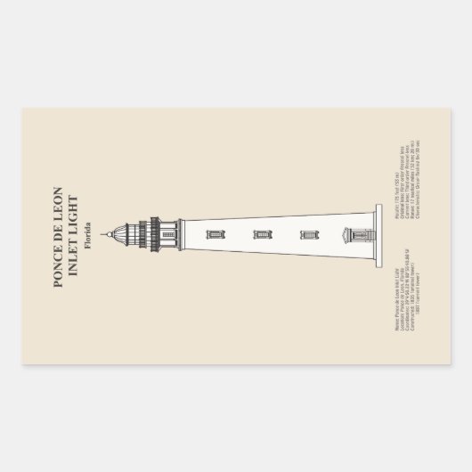 Ponce de Leon Inlet Lighthouse - Florida - SBD Rechteckiger Aufkleber (Vorderseite)