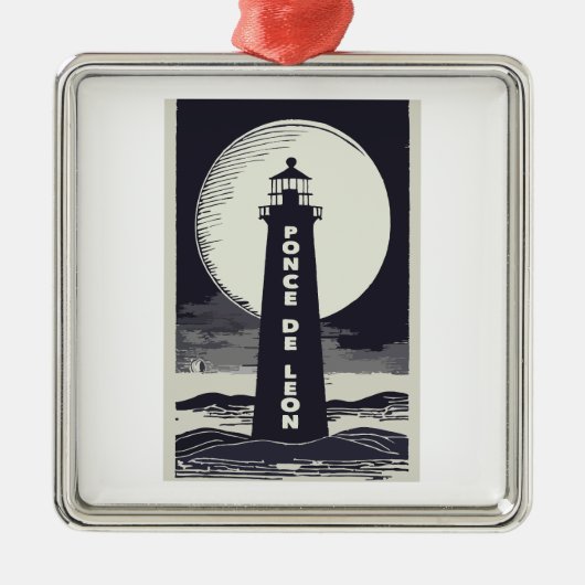 Ponce De Leon Lighthouse Moon Ornament Aus Metall (Vorne)