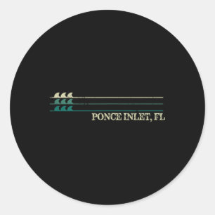 Ponce Inlet Florida Break Surfen Retro Welle  Runder Aufkleber