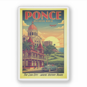 Ponce, Puerto Rico - Vintage-Reiseposter Aufkleber