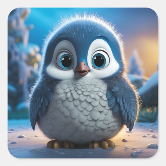Poncho - Ein glatter Pinguin Quadratischer Aufkleber (Vorderseite)