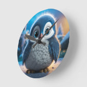 Poncho - Ein glatter Pinguin Runde Wanduhr (Winkel)