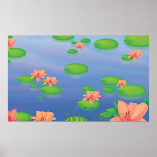 Pond Lilly Leafs Poster