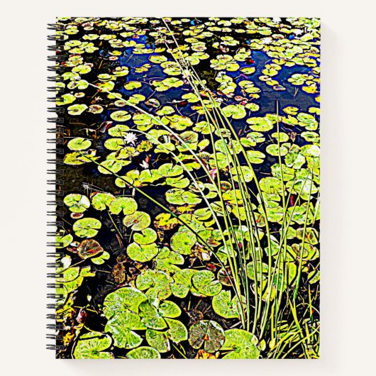 Pond Lily Pads and Reeds Floral Notebook Notizblock (Vorderseite)