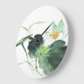 POND LOTUS PEACE l Chinese Brush Painting Art Große Wanduhr (Winkel)