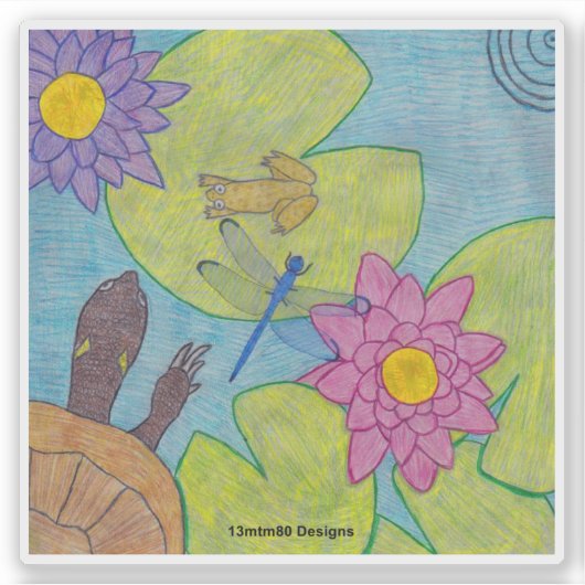 Pond Scene - Sticker (Vorderseite)