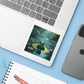 Pond Sentinel - Square Vinyl Aufkleber (Laptop mit iPhone)