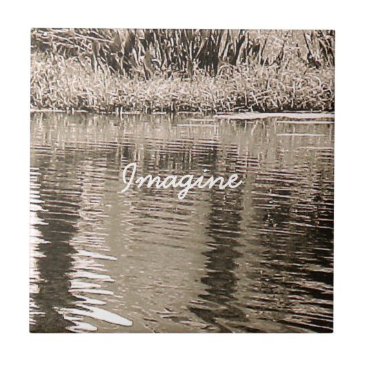Pond Sepia Fotografie Tile Trivet Fliese (Vorderseite)