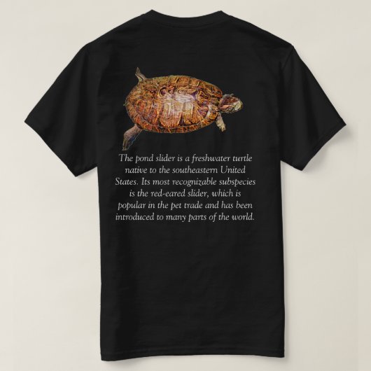 Pond Slider Turtle Black T - Shirt (Design Rückseite)