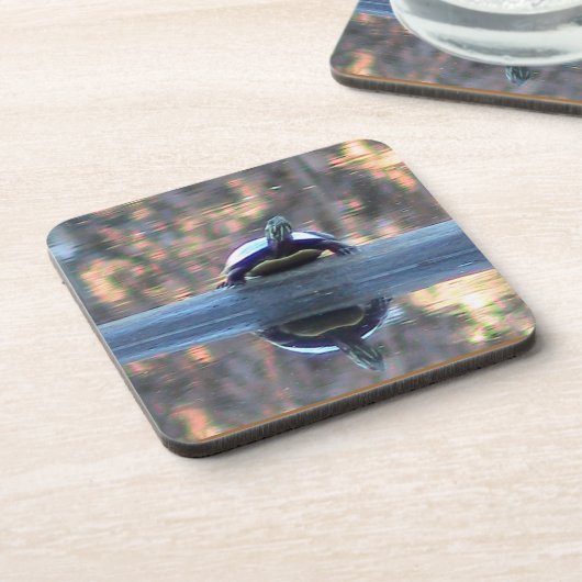 Pond Turtle Reflection Untersetzer (Linke Seite)