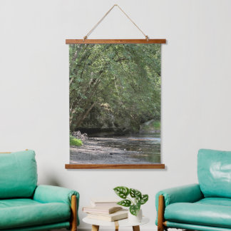 Pond under the Trees Wood Topped Tapestry Wandteppich Mit Holzrahmen