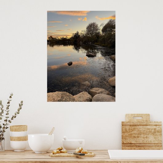 Pond Waterscape Sunset Photo Poster (Küche)
