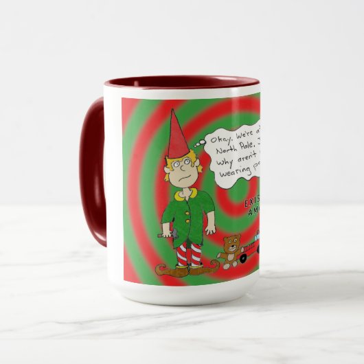 Pondering Elf Combo Tasse, 15 oz Tasse (Vorderseite Links)
