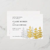 Ponderosa Pines Save the Date Folie Einladungspostkarte (Vorderseite/Rückseite)