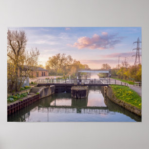 Ponders End Schleuse bei Sonnenaufgang, River Lee Poster