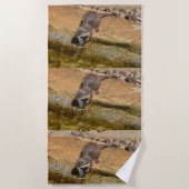 **"Pondside Fest: Ein Otter und seine Fänge"** Strandtuch (Vorderseite)