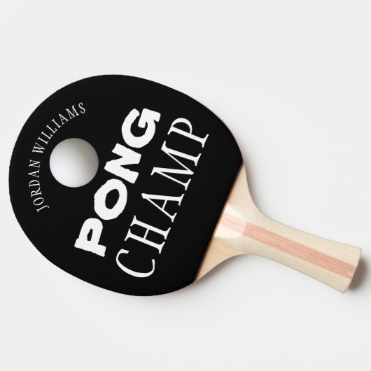 PONG CHAMP Personalisiert bearbeitbar Schwarz Tischtennis Schläger (Seitenansicht)