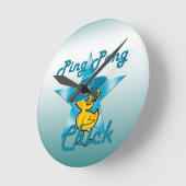 Pong Chick #7 Runde Wanduhr (Winkel)