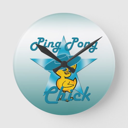 Pong Chick #7 Runde Wanduhr (Vorderseite)