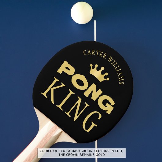 PONG KING Personalisiert bearbeitbares Black Gold Tischtennis Schläger