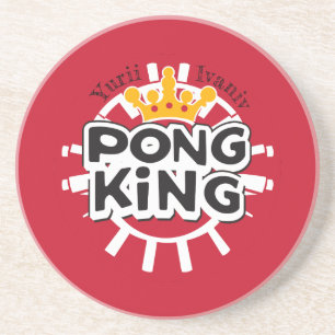 Pong King Red Getränkeuntersetzer