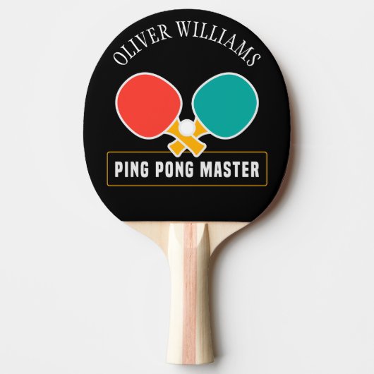 PONG MASTER Personalisiert bearbeitbares Schwarz Tischtennis Schläger (Vorderseite)