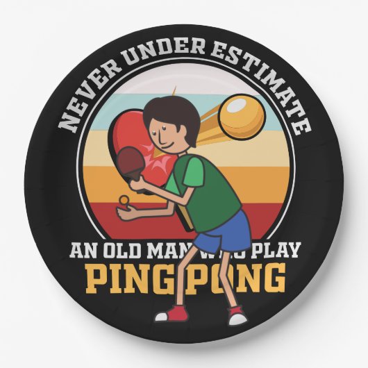 Pong nie Unter Schätzung alter Mann Ping Pong Pappteller (Vorderseite)