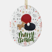 Pong Paddle auf Snow Flake Weihnachten Keramik Ornament (Rechts)