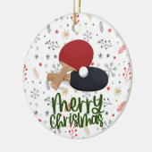 Pong Paddle auf Snow Flake Weihnachten Keramik Ornament (Links)