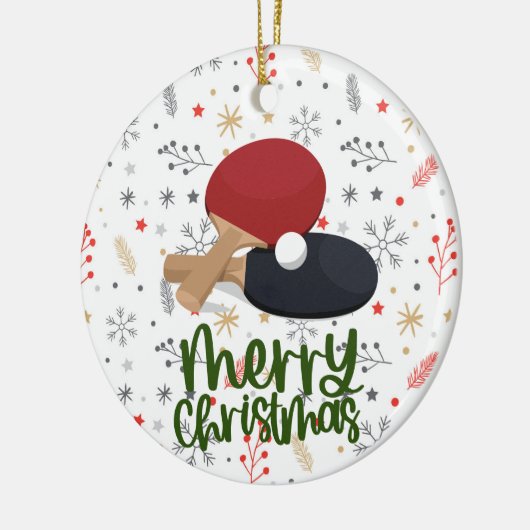 Pong Paddle auf Snow Flake Weihnachten Keramik Ornament (Links)