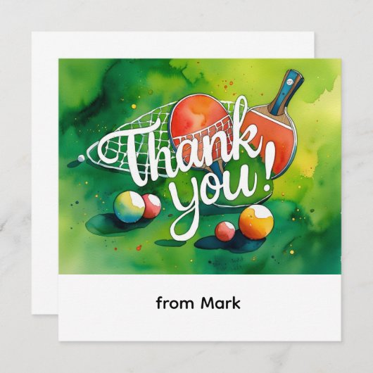 Pong Pong Wasserfarbe Dankeskarte (Vorne/Hinten)