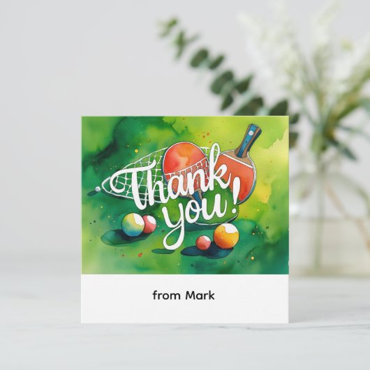 Pong Pong Wasserfarbe Dankeskarte (Stehend Vorderseite)