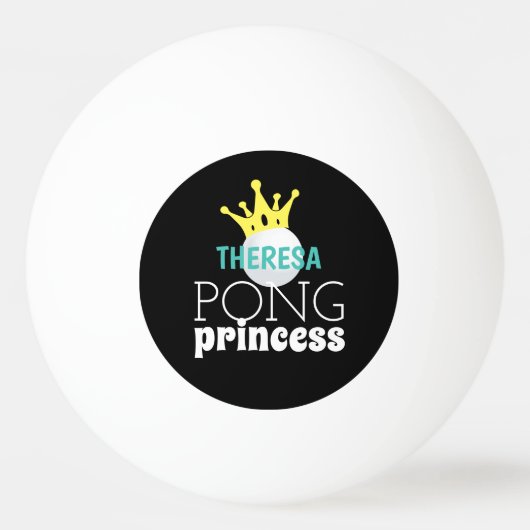 Pong Princess Aquamariner Personalisierter Name Tischtennisball (Vorderseite)