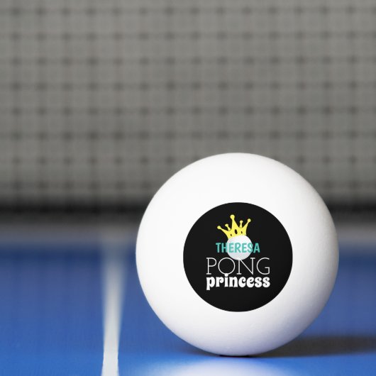 Pong Princess Aquamariner Personalisierter Name Tischtennisball (Netto)