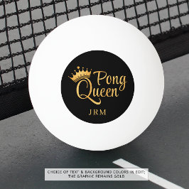 Pong Queen Black Gold Name Tischtennisball