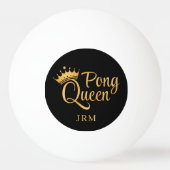 Pong Queen Black Gold Name Tischtennisball (Rückseite)