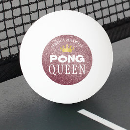 PONG QUEEN Rose Gold Glitzer Name Tischtennisball
