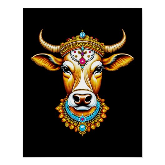 Pongal dekorierte Kuh Poster (Vorderseite)
