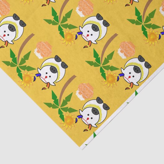 Pongal Pot, Kuh und Baum Seidenpapier (Ausschnitt)