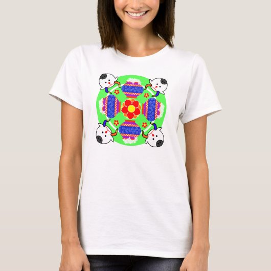 Pongal Pot und Kuh Kolam T-Shirt (Vorderseite)