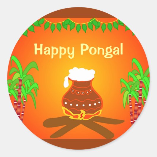 Pongal - Südindisches Festival Runder Aufkleber (Vorderseite)