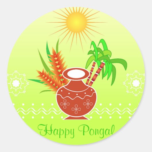 Pongal - Südindisches Festival Runder Aufkleber (Vorderseite)