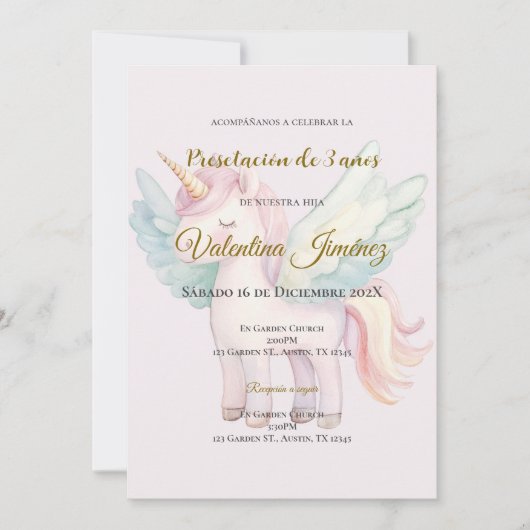 Ponies 3. Geburtstag auf Spanisch Einladung (Vorderseite)